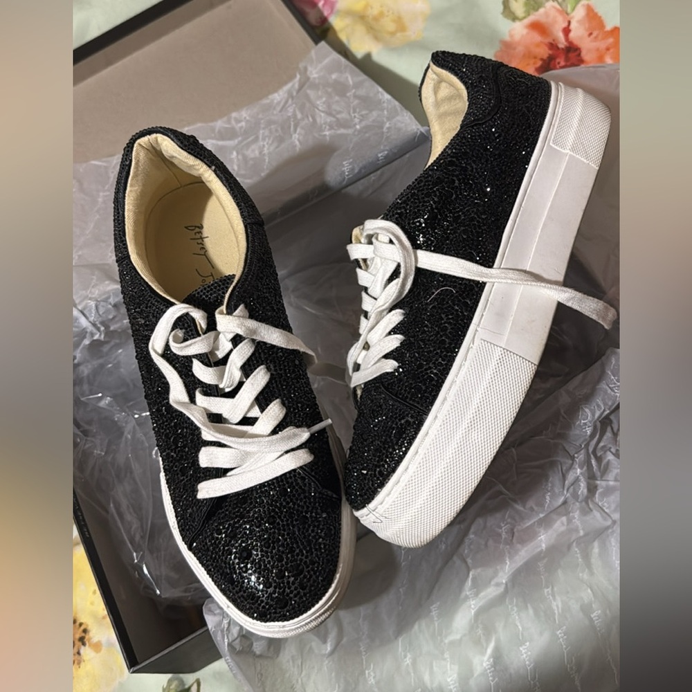 Betsey Johnson Black Glitter Sneakers